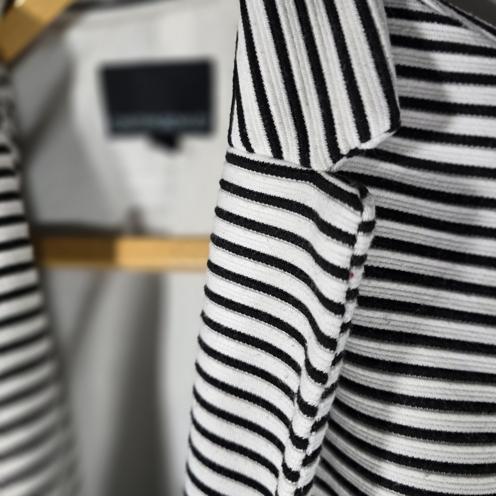 Cynthia Rowley Blazer Large One Button Striped Black & White All Occasion - Picture 6 of 8